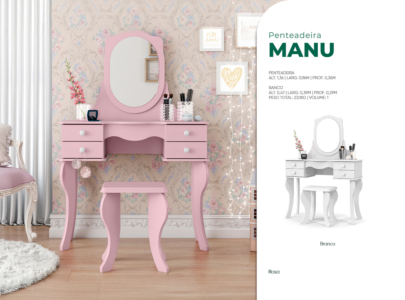 Penteadeira Manu com Banco